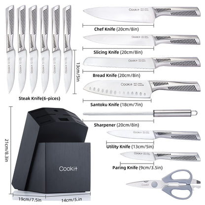 Kitchen Knife Set, 15 Piece Knife Sets with Block